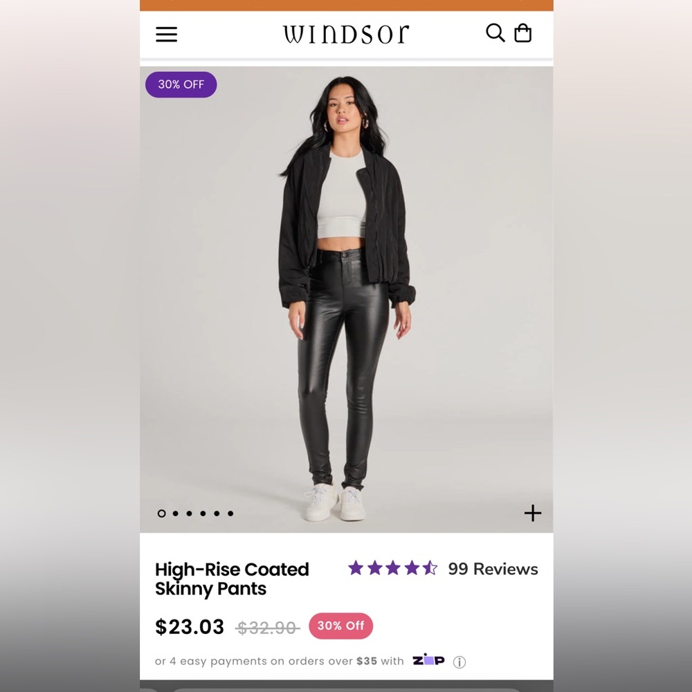 High rise coated skinny pants